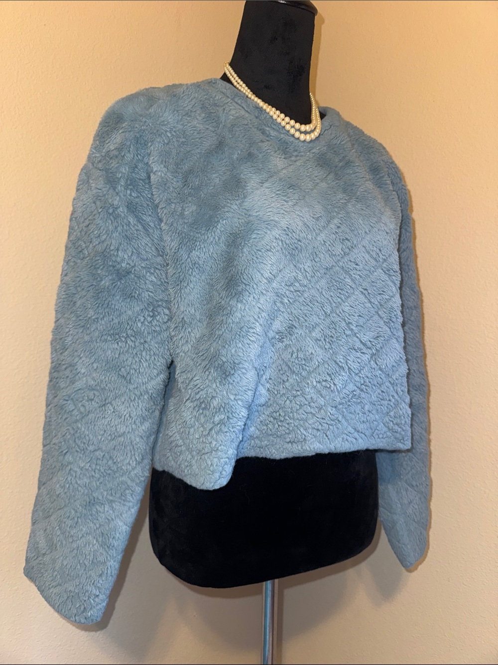 🩵Fuzzy Cropped Plush Faux Fur Top